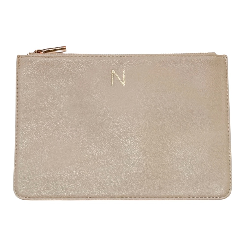 Nordstrom Monogrammed “N” Faux Leather Make-Up Bag Pouch